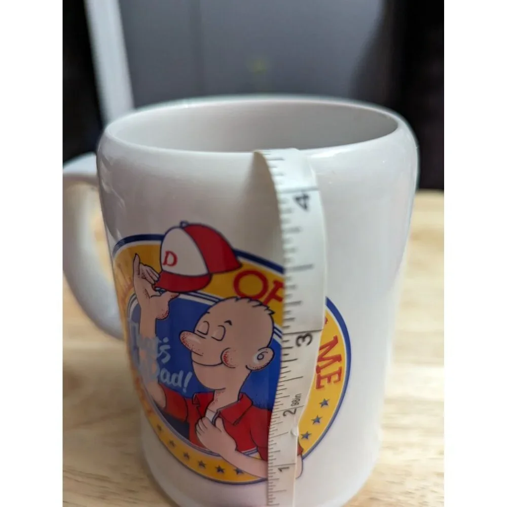 1989 Japan Dakin Dads Hall of Fame double logo tall heavy mug 4 1/2‎ in Gift